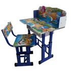 Mesa ajustavel infantil com cadeira kit didatico para crianças mesinha de estudo azul meninos - MAKEDA