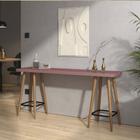 Mesa Aparador Buffet Balcão Andy 90 cm Pé Palito Castanho Tampo 100% MDF Rosa - Ahazzo Móveis