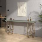 Mesa Aparador Buffet Balcão Caleb 150 cm Industrial Ferro Dourado Tampo 100% MDF Verde Oliva - Ahz Móveis