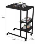 Mesa auxiliar fit c/ rodizio computador pratica e moderna- mdf/ferro 60 cm -preto