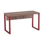 Mesa Auxiliar Tubolar PE 40 Pandin 90 Cm Walnut e Vermelho