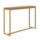 Mesa Bancada Balcão Aparador Alto Mavie 150cm Industrial Ferro Dourado Madeira 100% MDF Castanho - Ahz Móveis