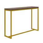 Mesa Bancada Bistrô Mavie 150cm Industrial Office Cozinha Ferro Dourado MDF Imbuia - Ahz Móveis