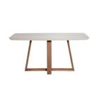 Mesa Bennett Tampo Vidro Cor Off White Gloss Base Natural 160cm - 70469