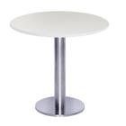 Mesa Beta Big em Inox 75 cm (Altura) com Disco Redondo com Tampo em MDP Redonda 60 cm Cor Branco