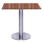 Mesa Beta Big Inox 75 cm (Alt) Disco Redondo Tampo MDP Quadrado 60 cm (Larg) x 2,50 cm (Alt) Walnut