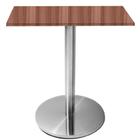 Mesa Beta Inox 75 cm (Altura) Disco Redondo Tampo MDP Quadrado 60 cm (Larg) x 2,50 cm (Alt) Walnut - Or Design