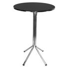 Mesa Bistro Alta Cromada Redonda 1m com Tampo Preto Fortmix