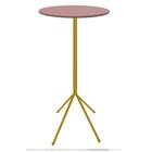 Mesa Bistrô Nunno Industrial Redondo Ferro Dourado Tampo 100% MDF Rose - Ahazzo Móveis