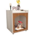 Mesa Cabeceira Casinha de Cachorro/Gato PET Off White/Freijo