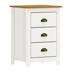 Mesa Cabeceira em Madeira 3 Gavetas Linha Topázio - Branco/Freijó