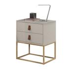 Mesa Cabeceira Estilo Industrial 2 Gavetas Pés de Ferro Dourado - Unic 45CM