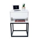 Mesa Cabeceira Industrial Off White 30Cm Base Preta Enviamos - Fl Decor