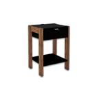 Mesa Cabeceira Infantil AZ1016 c/ 1 Gaveta Preto/Nogal - Tecno Mobili