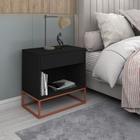 Mesa Cabeceira Quarto Estilo Industrial Preto Base Cobre - LCN Moveis