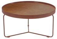 Mesa Centro Kevin Couro Caramelo Base Aco Corten 77 cm - 60027