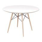 Mesa Charles Eames Completa Tampo Redondo Branco Base Madeira Clara 110cm - 51773 - Sun House