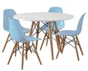 Mesa Com 4 Cadeiras Azul Para Criança Eames Redondo Infantil