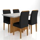 Mesa Com 4 Cadeiras Duda 1,36 Cin/off White/preto - Móveis Arapongas - MOVEIS ARAPONGAS