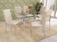 Mesa Com 6 Cadeiras 120 x 80 cm Kappesberg Com Tampo de Vidro Base Cromada