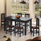 Mesa Com 6 Cadeiras Em Madeira Maciça Estofado Em material sintético Marrom 160cm Preto Sapphira Shop Jm