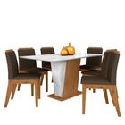 Mesa Com 6 Cadeiras Qatar 1,60 Cin/carraro Bra/marr - Móveis Arapongas
