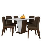 Mesa Com 6 Cadeiras Qatar 1,60 Imb/off White/marrom - Móveis Arapongas
