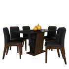 Mesa Com 6 Cadeiras Qatar 1,60 Imb/preto/preto - Móveis Arapongas