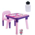 Mesa Com Cadeira Infantil Desmontável Hello Kitty + Squeeze