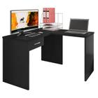 Mesa com Gaveta para Computador Gávea com Extensora e Livreiro Office com Portas Pequenas e Livreiro Pequeno Luna Preto Trama  Móveis Leão