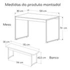 Mesa Cozinha 2 Bancos Industrial Retangular 120x80 Pé Metal