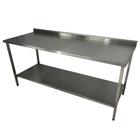 Mesa de Aço Inox Industrial 150x70x90 cm com 1 Prateleira Plano Liso com Espelho Nortinox