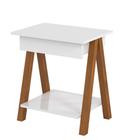 Mesa de cabeceira 1 gaveta Integra Finger Amadeirado/Branco - Ofertamo