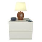 Mesa de Cabeceira 2 Gavetas 30 cm MDF Branco