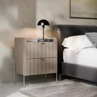 mesa de cabeceira 2 gavetas para quarto cor conect moderna moriah 45cm puxador em aço