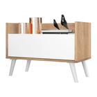 Mesa de Cabeceira 80 cm c/ Pés Retrô Multimóveis Rustic/Branco