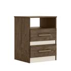 Mesa de Cabeceira Apolo Color Flex com 2 Gavetas Castanho Wood/Baunilha - PR Móveis