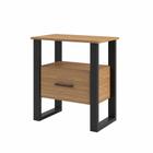 Mesa de Cabeceira Aracati 1 Gaveta na cor Freijo com Preto Fosco 60cm - 64285 - Sun House