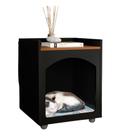 Mesa de Cabeceira Casinha de Cachorro/Gato PET Preto/Freijó