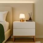 mesa de cabeceira com 2 gavetas para quarto de casal branco design moderno estilo industrial