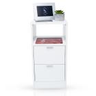 Mesa de Cabeceira Criado 30cm Branco 2 Gavetas e 1 Nicho em MDF Lateral da Cama Quarto