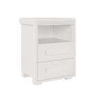 Mesa de Cabeceira Criado Branco Industrial 2 Gavetas 1 Nicho