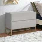 Mesa De Cabeceira Eros 60cm De Comprimento MDF/MDP Base Dourado - LCN Moveis