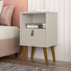 Mesa de Cabeceira Estilo Retrô com Pés Palito Off White