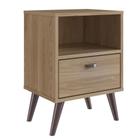 Mesa de Cabeceira Funcional com Prateleira e Gaveta Oak