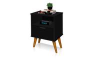 Mesa De Cabeceira Grécia 1 Gaveta Com Nicho Estilo Retro Preto