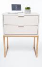 Mesa De Cabeceira Industrial Off White Eco 50cm 2 Gavetas Base Dourada Enviamos Montado