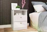 Mesa de Cabeceira Infantil Irlanda com 2 Gavetas - Branco