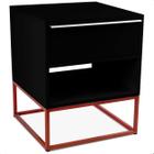 Mesa de Cabeceira Lonova Quarto Design Industrial Aço e MDF com Gaveta Cobre e Preta - Genus Móveis