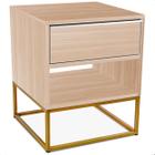 Mesa de Cabeceira Lonova Quarto Design Industrial Aço e MDF com Gaveta Dourado Jade - Genus Móveis